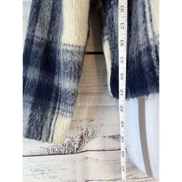 Abercrombie Fitch Soft AF XS Fuzzy Blue Plaid Sweater Zipper Shoulders Preppy - Picture 6 of 11